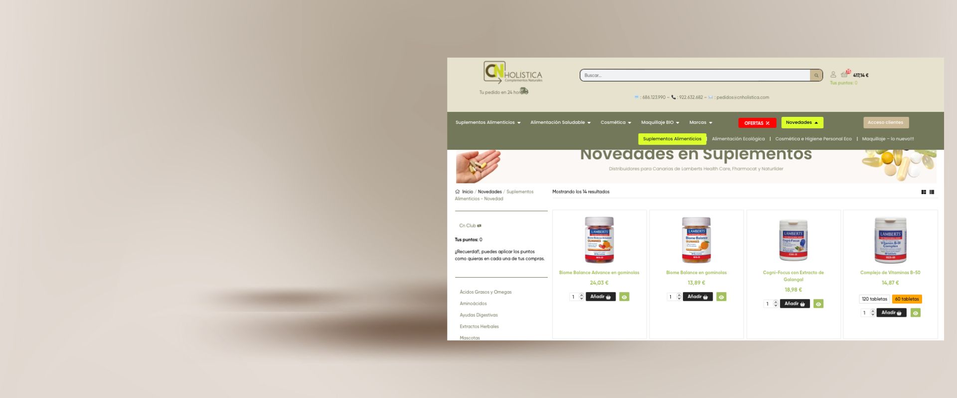 Sección de novedades Nueva sección con todo lo nuevo en nuestra tienda