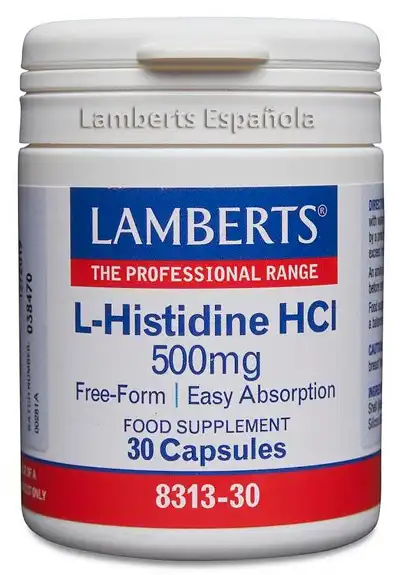 L-Histidina HCI 500 mg. En forma libre.