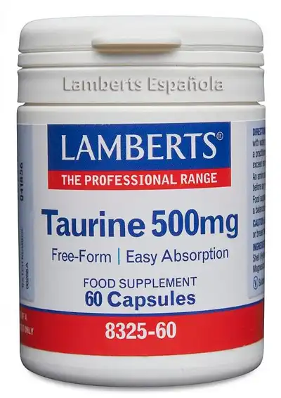 Taurina 500 mg. Forma libre. Aminoácido no esencial