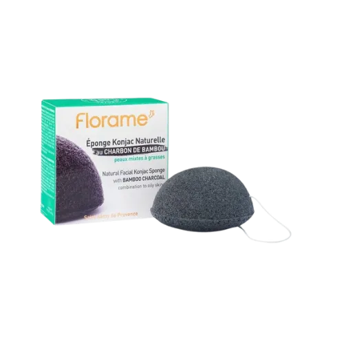 Esponja Facial Konjac con Carbón de Bambú de Florame