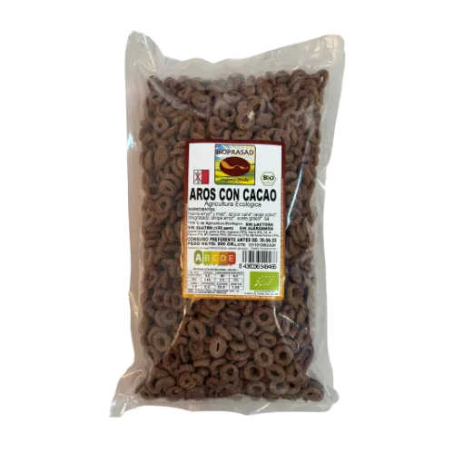 Aros Crujientes con Cacao Bio 200Gr