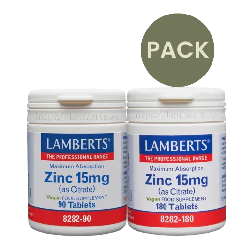 Pack Zinc 15 mg Lamberts (90 + 180 tabletas)