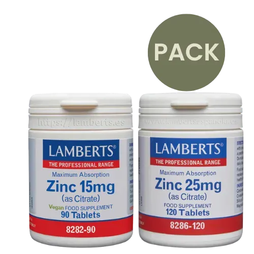 Pack Zinc: 15 mg + 25 mg (alta absorción)